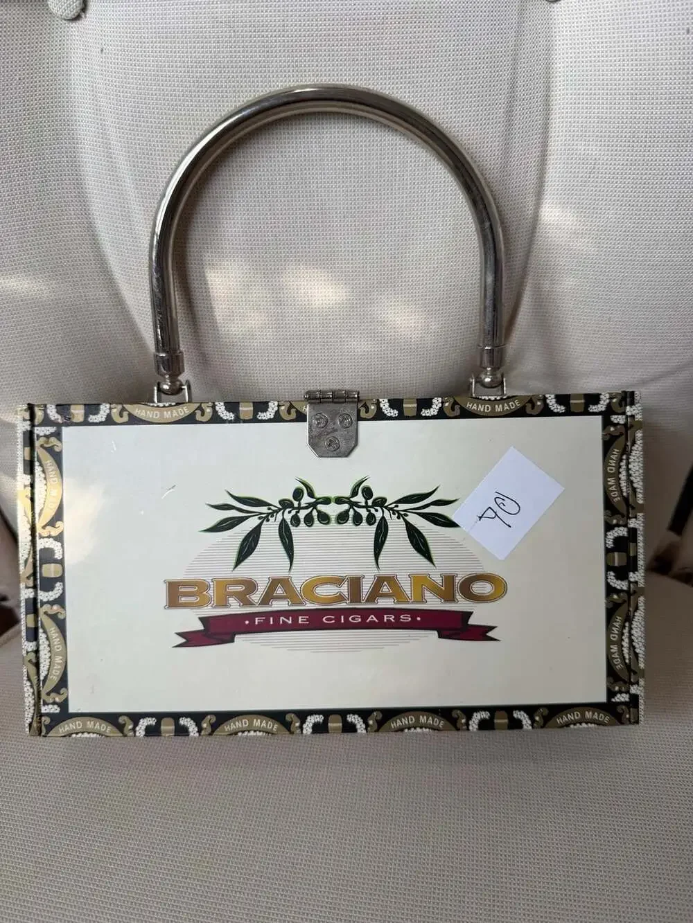 Braciano Fine Cigars Upcycled Cigar Box Purse Clutch Beaded Red Hat Uptown Women